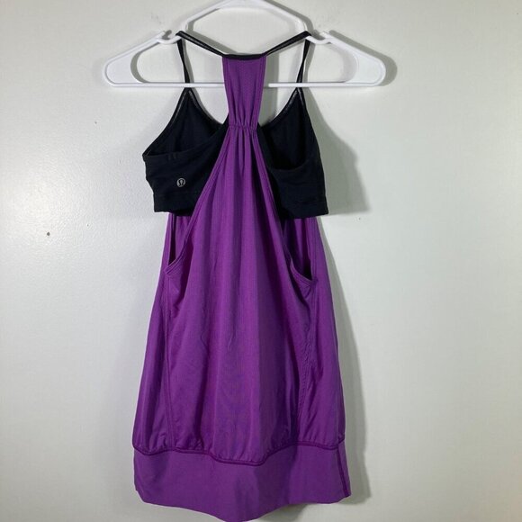 Womens Lululemon Bra Tuck Me In Tank Purple Black 6 - Picture 2 of 4